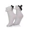 White Ruffled Anklet Socks - Frilly White Opaque Lace Ruffles Top Trim Bobby Sock With Black Satin Back Bow